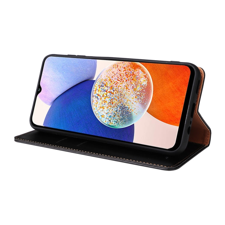 For Samsung Galaxy A14 5G Fierre Shann PU Genuine Leather Texture Leather Phone Case
