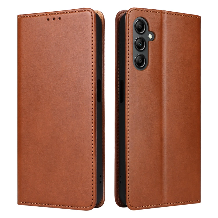 For Samsung Galaxy A14 5G Fierre Shann PU Genuine Leather Texture Leather Phone Case