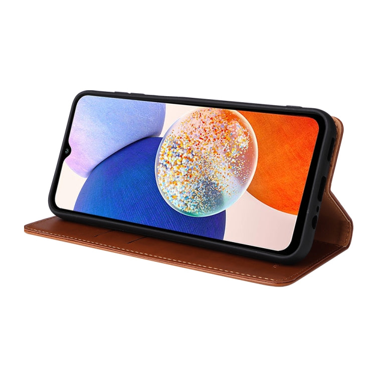 For Samsung Galaxy A14 5G Fierre Shann PU Genuine Leather Texture Leather Phone Case