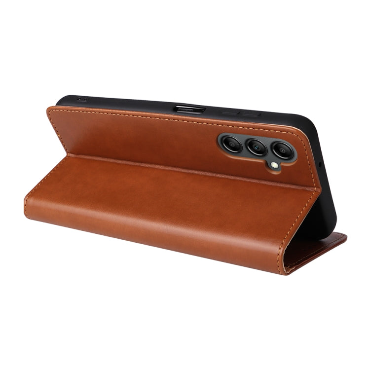 For Samsung Galaxy A14 5G Fierre Shann PU Genuine Leather Texture Leather Phone Case