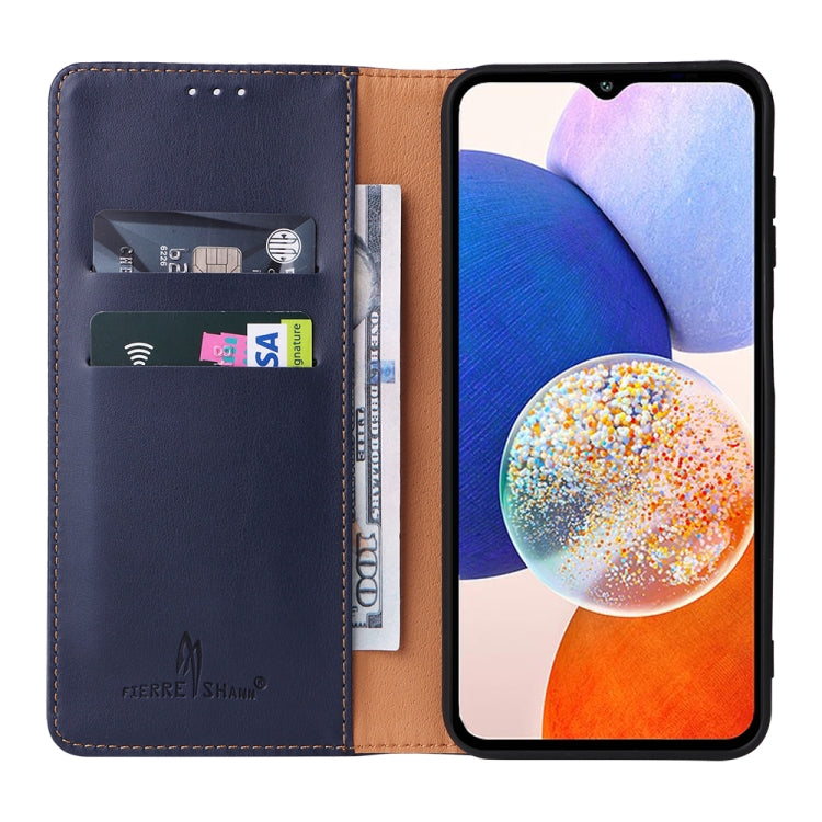 For Samsung Galaxy A14 5G Fierre Shann PU Genuine Leather Texture Leather Phone Case