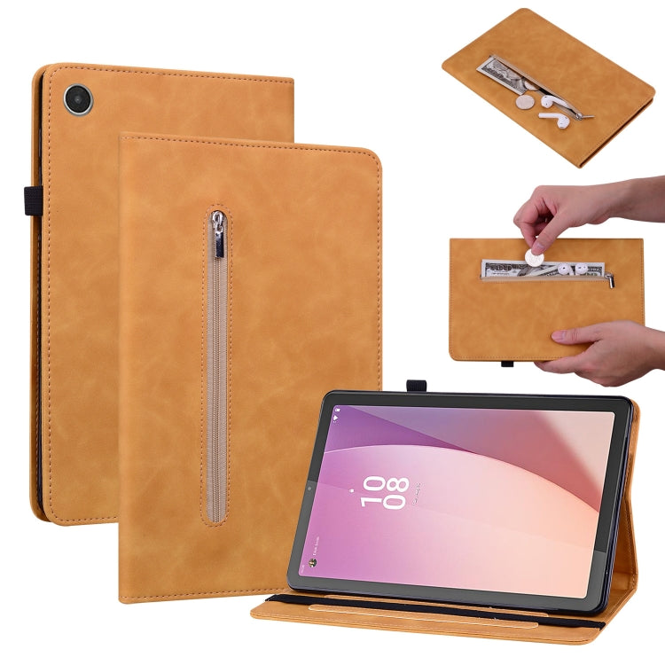 For Lenovo Tab M8 4th Gen TB-300FU Skin Feel Solid Color Zipper Leather Tablet Case
