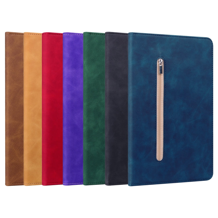 For Lenovo Tab M8 4th Gen TB-300FU Skin Feel Solid Color Zipper Leather Tablet Case