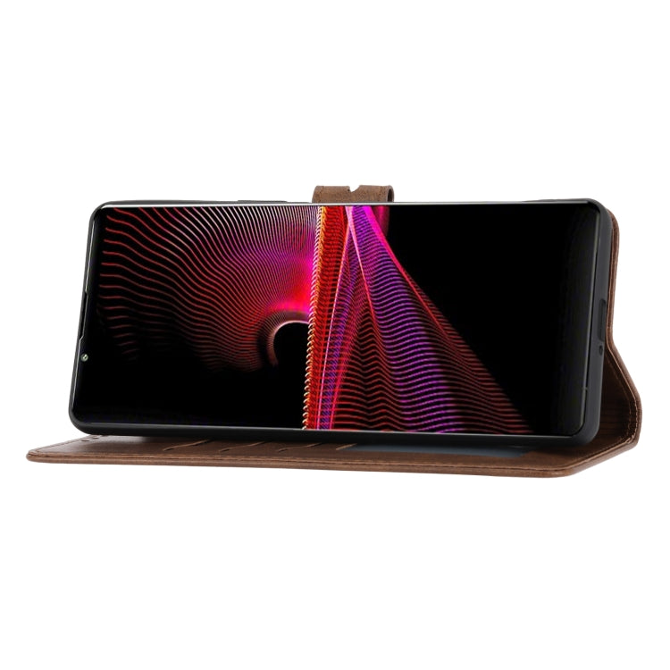 For Sony Xperia 10 V Embossed Happy Cat Pattern Flip Leather Phone Case