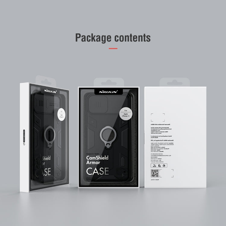 For iPhone 11 NILLKIN Shockproof CamShield Armor Protective Case with Invisible Ring Holder