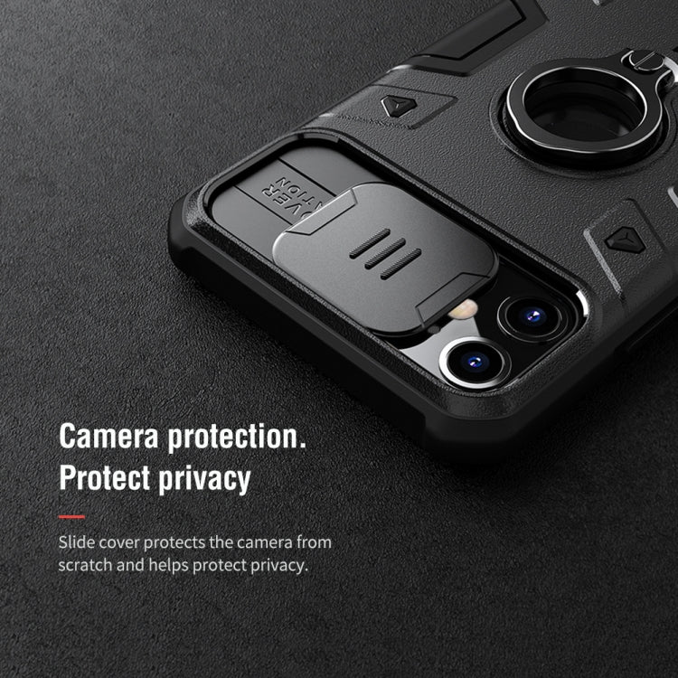 For iPhone 11 NILLKIN Shockproof CamShield Armor Protective Case with Invisible Ring Holder