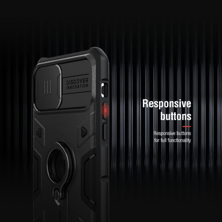 For iPhone 11 NILLKIN Shockproof CamShield Armor Protective Case with Invisible Ring Holder