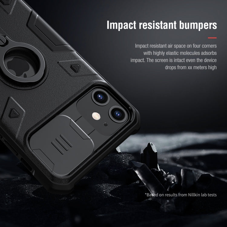 For iPhone 11 NILLKIN Shockproof CamShield Armor Protective Case with Invisible Ring Holder