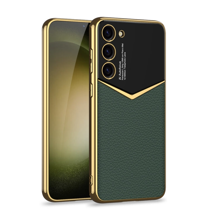 For Samsung Galaxy S23+ 5G GKK Plating Soft TPU + Leather Full Coverage Phone Case