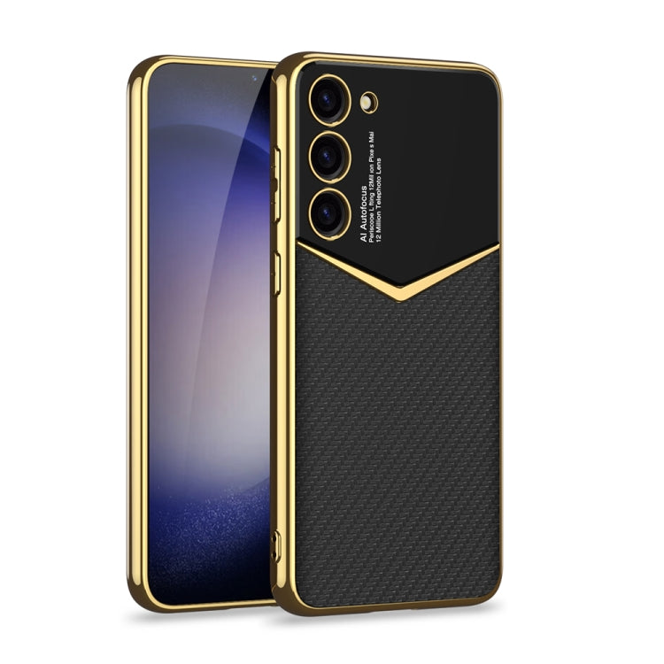 For Samsung Galaxy S23+ 5G GKK Plating Soft TPU + Leather Full Coverage Phone Case