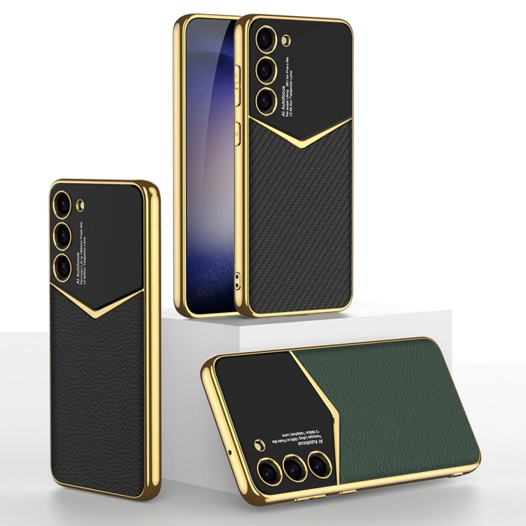 For Samsung Galaxy S23+ 5G GKK Plating Soft TPU + Leather Full Coverage Phone Case