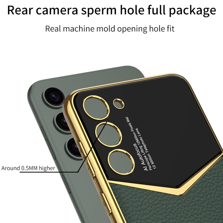 For Samsung Galaxy S23+ 5G GKK Plating Soft TPU + Leather Full Coverage Phone Case
