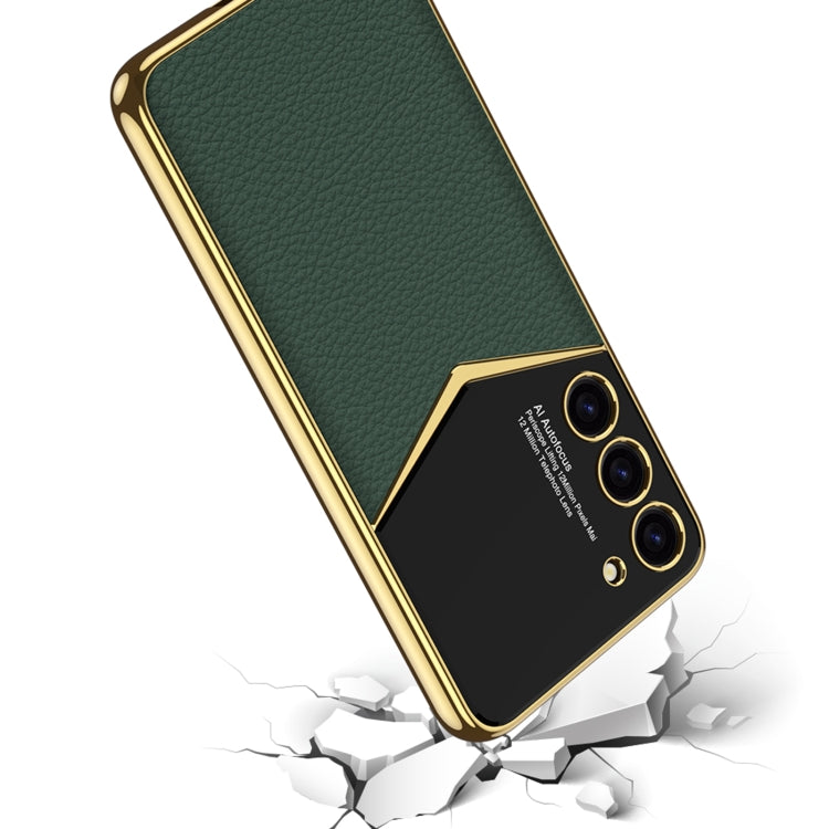For Samsung Galaxy S23+ 5G GKK Plating Soft TPU + Leather Full Coverage Phone Case