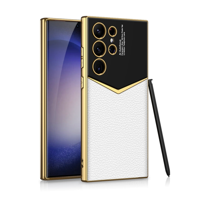 For Samsung Galaxy S23 Ultra 5G GKK Plating Soft TPU + Leather Full Coverage Phone Case without Pen
