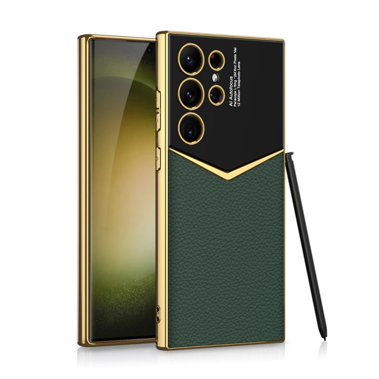 For Samsung Galaxy S23 Ultra 5G GKK Plating Soft TPU + Leather Full Coverage Phone Case without Pen