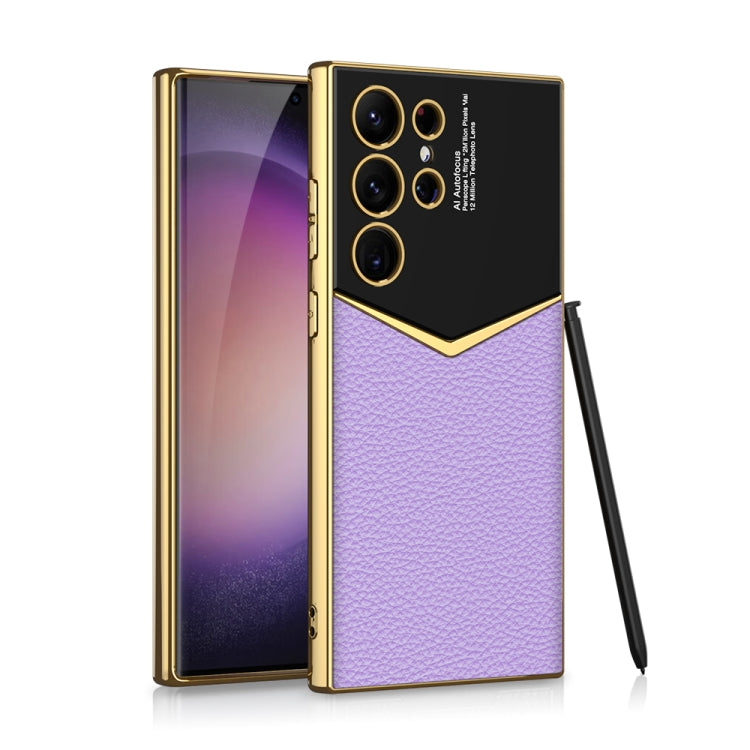 For Samsung Galaxy S23 Ultra 5G GKK Plating Soft TPU + Leather Full Coverage Phone Case without Pen