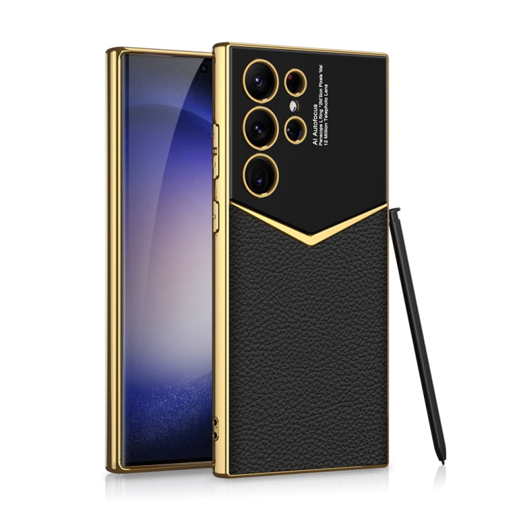 For Samsung Galaxy S23 Ultra 5G GKK Plating Soft TPU + Leather Full Coverage Phone Case without Pen