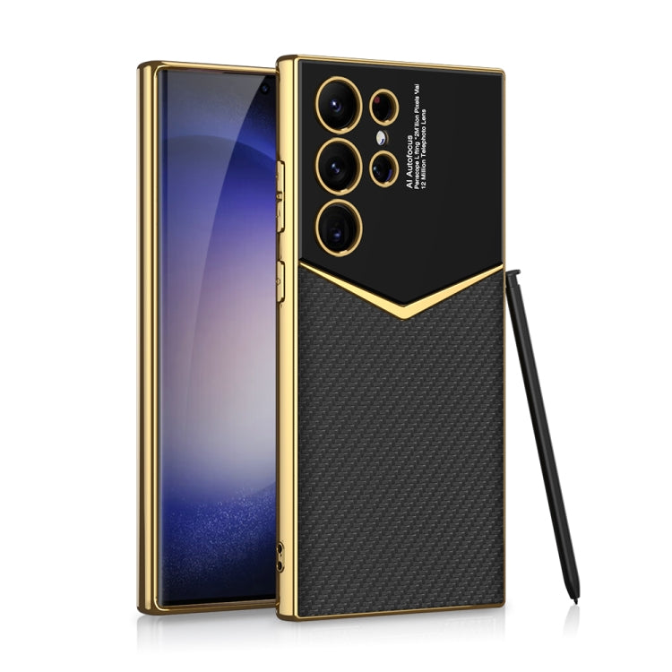 For Samsung Galaxy S23 Ultra 5G GKK Plating Soft TPU + Leather Full Coverage Phone Case without Pen