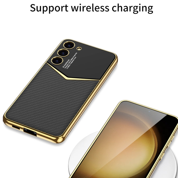 For Samsung Galaxy S23 Ultra 5G GKK Plating Soft TPU + Leather Full Coverage Phone Case without Pen
