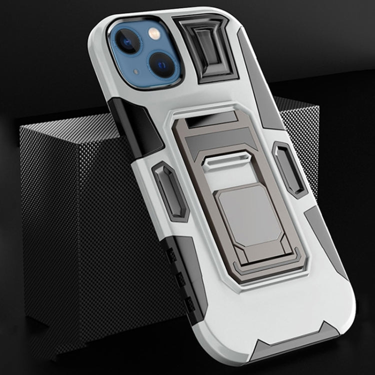 For iPhone 14 Plus MechaWarrior Multifunctional Holder Phone Case