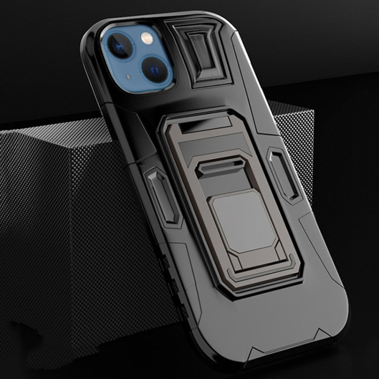 For iPhone 14 Plus MechaWarrior Multifunctional Holder Phone Case
