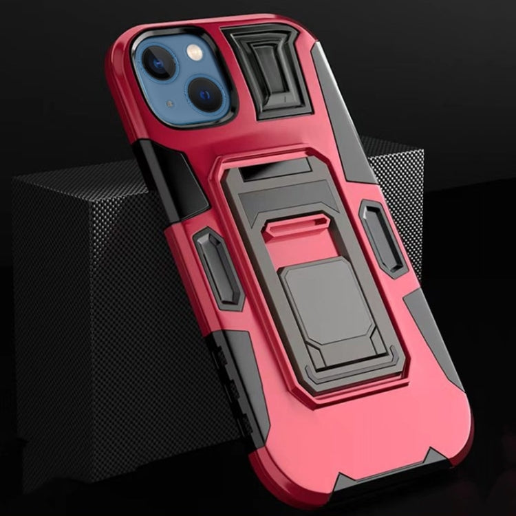 For iPhone 14 Plus MechaWarrior Multifunctional Holder Phone Case