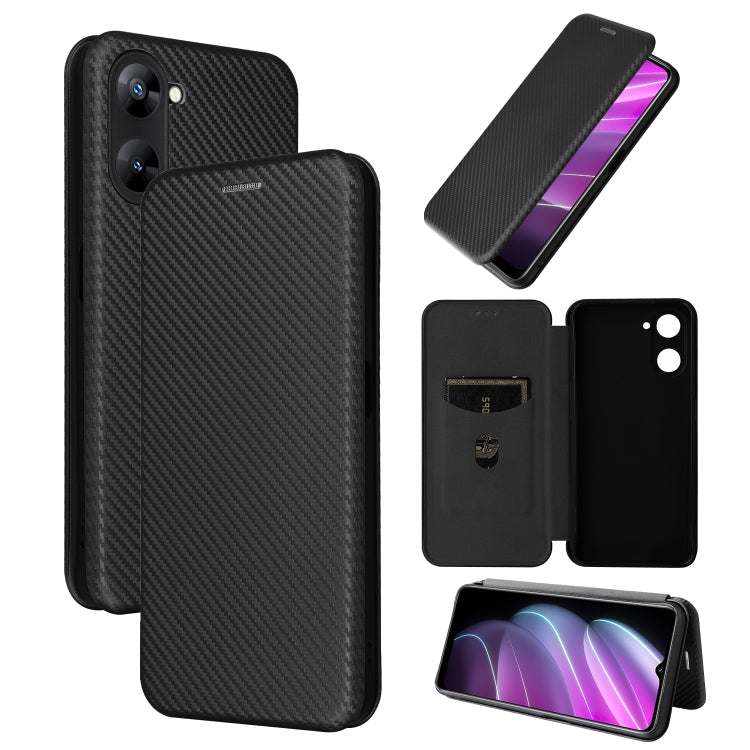 For Realme V30 / V30T Carbon Fiber Texture Flip Leather Phone Case