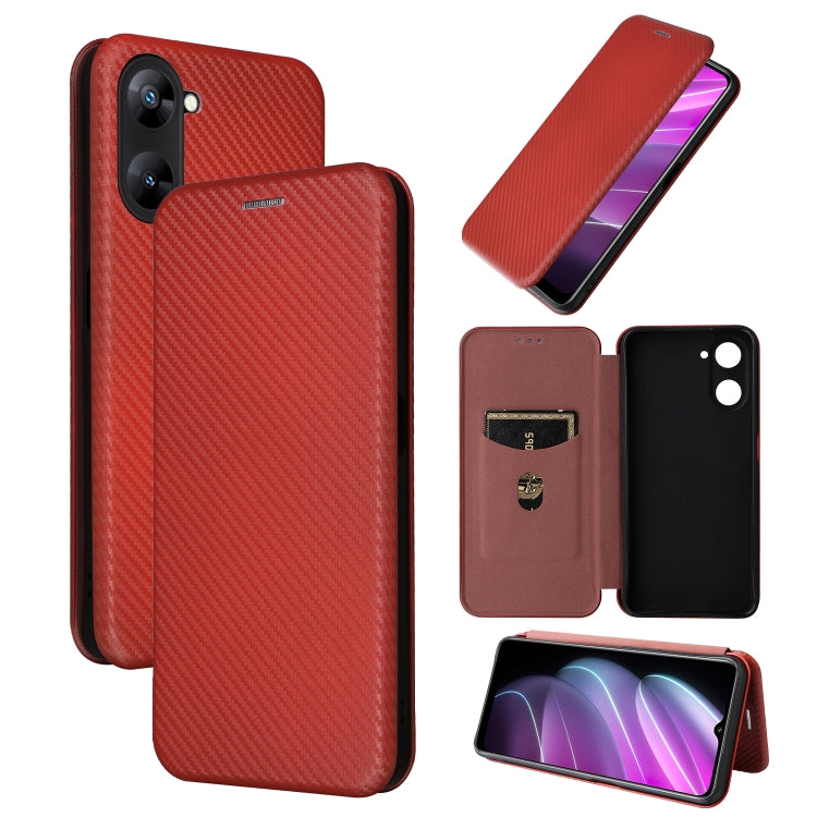 For Realme V30 / V30T Carbon Fiber Texture Flip Leather Phone Case