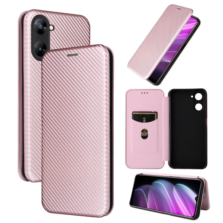 For Realme V30 / V30T Carbon Fiber Texture Flip Leather Phone Case
