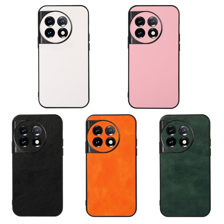 For OnePlus 11 5G Accurate Hole Two-color Litchi Texture PU Phone Case