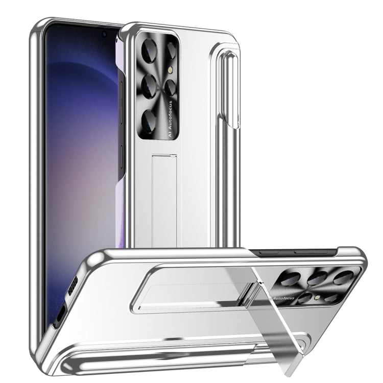 For Samsung Galaxy S23 Ultra 5G Electroplating Pen Slot Phone Case with Holder
