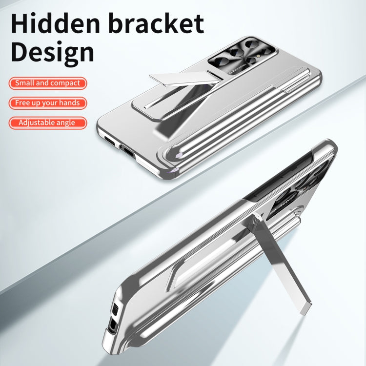 For Samsung Galaxy S23 Ultra 5G Electroplating Pen Slot Phone Case with Holder
