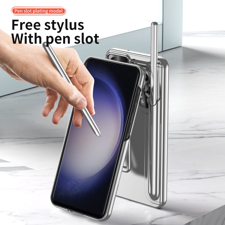 For Samsung Galaxy S23 Ultra 5G Electroplating Pen Slot Phone Case with Holder