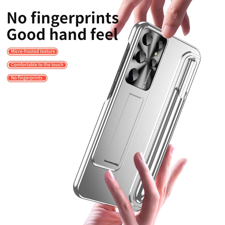 For Samsung Galaxy S23 Ultra 5G Electroplating Pen Slot Phone Case with Holder
