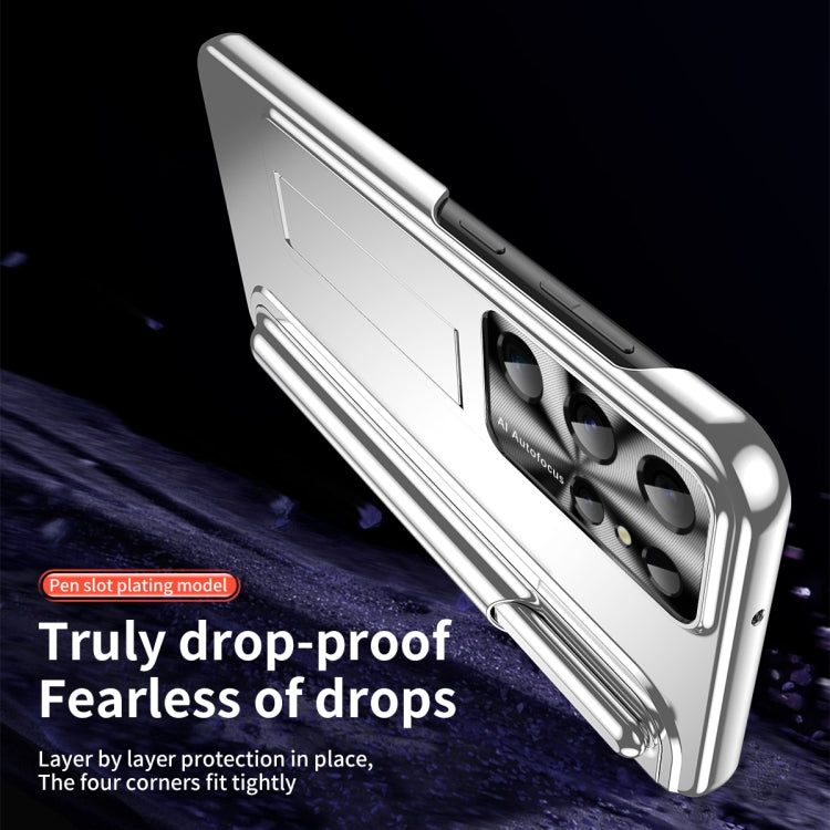 For Samsung Galaxy S23 Ultra 5G Electroplating Pen Slot Phone Case with Holder