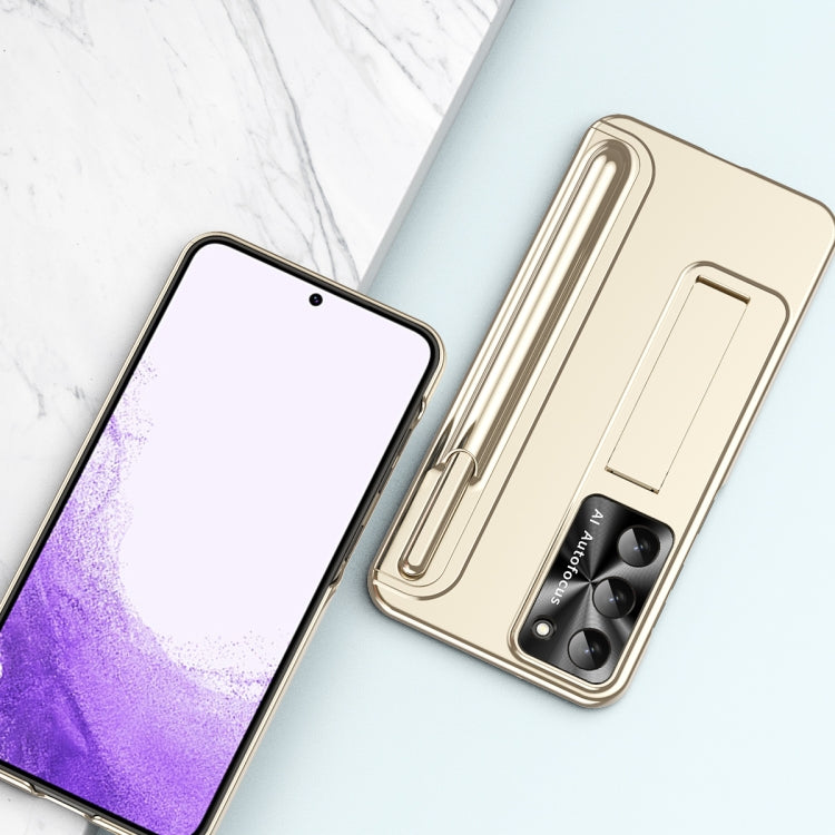 For Samsung Galaxy S23 Ultra 5G Electroplating Pen Slot Phone Case with Holder