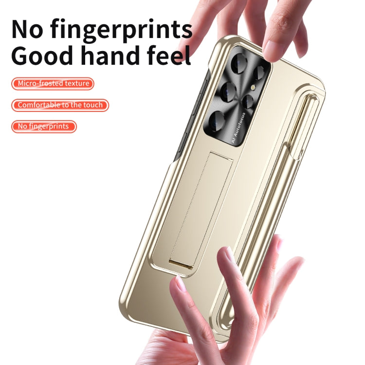 For Samsung Galaxy S23 Ultra 5G Electroplating Pen Slot Phone Case with Holder