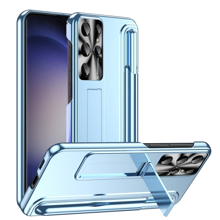 For Samsung Galaxy S23 Ultra 5G Electroplating Pen Slot Phone Case with Holder