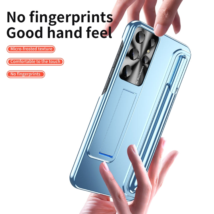 For Samsung Galaxy S23 Ultra 5G Electroplating Pen Slot Phone Case with Holder