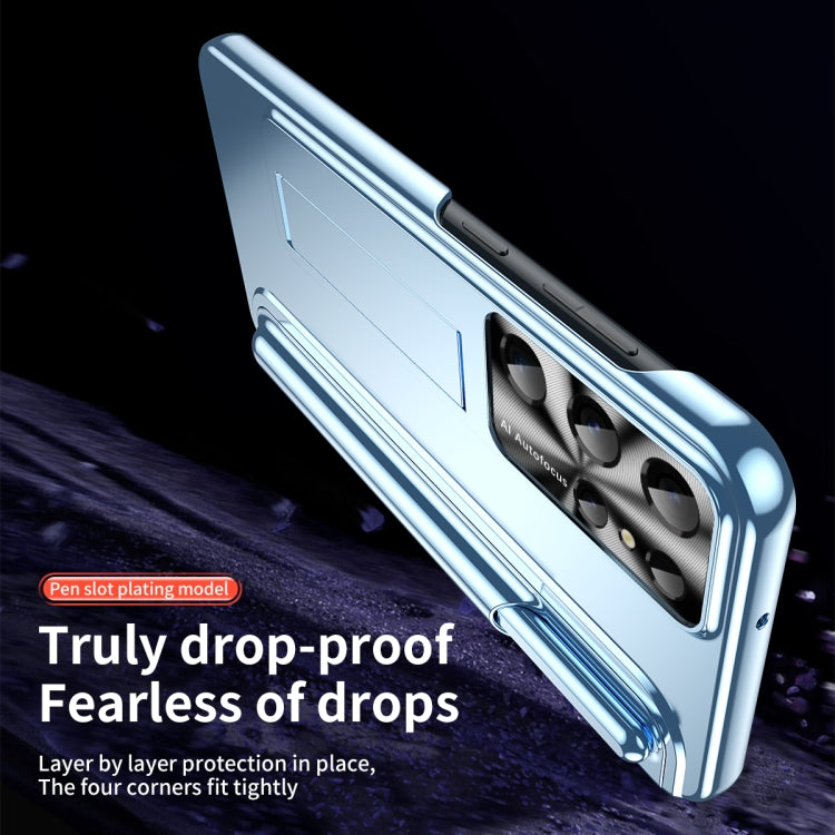 For Samsung Galaxy S23 Ultra 5G Electroplating Pen Slot Phone Case with Holder