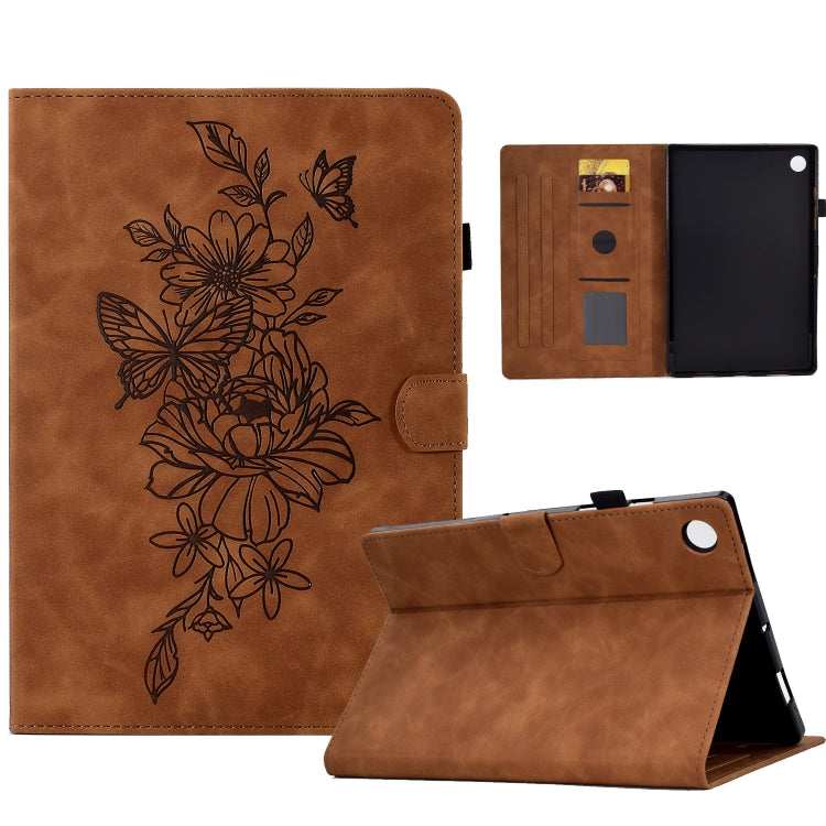 For Huawei MatePad SE Peony Butterfly Embossed Leather Tablet Case