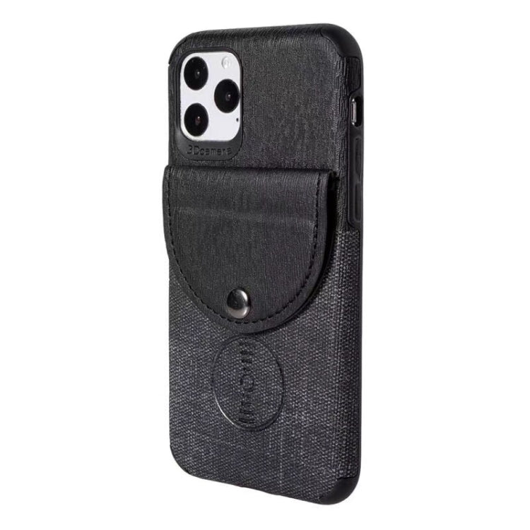 For iPhone 11 Pro Shockproof Wood Texture TPU Magnetic Protective Case with Card Slot