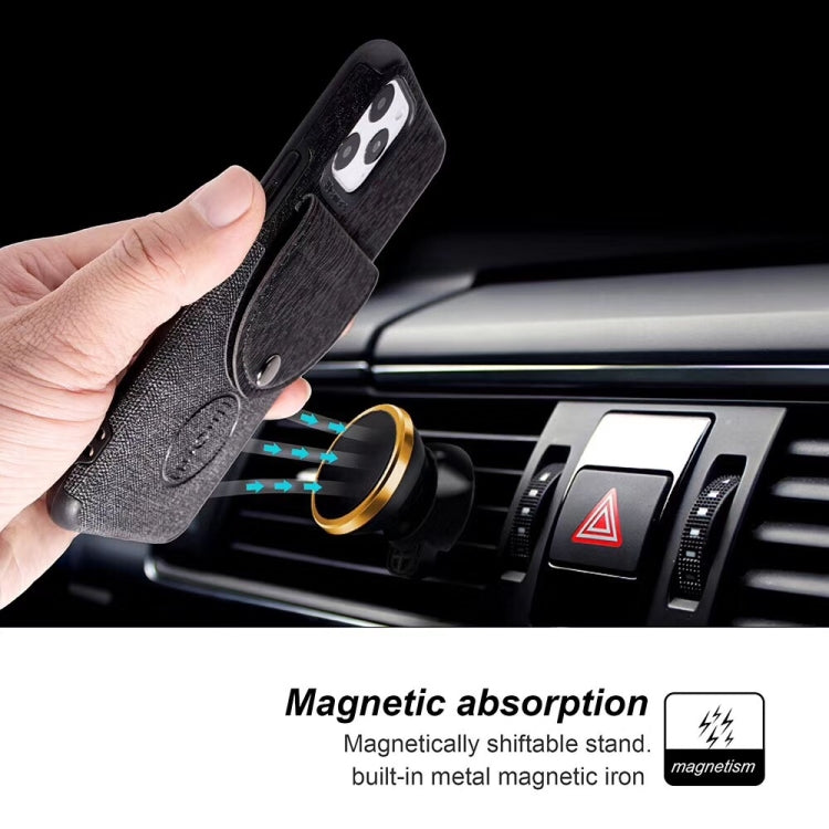 For iPhone 11 Pro Shockproof Wood Texture TPU Magnetic Protective Case with Card Slot