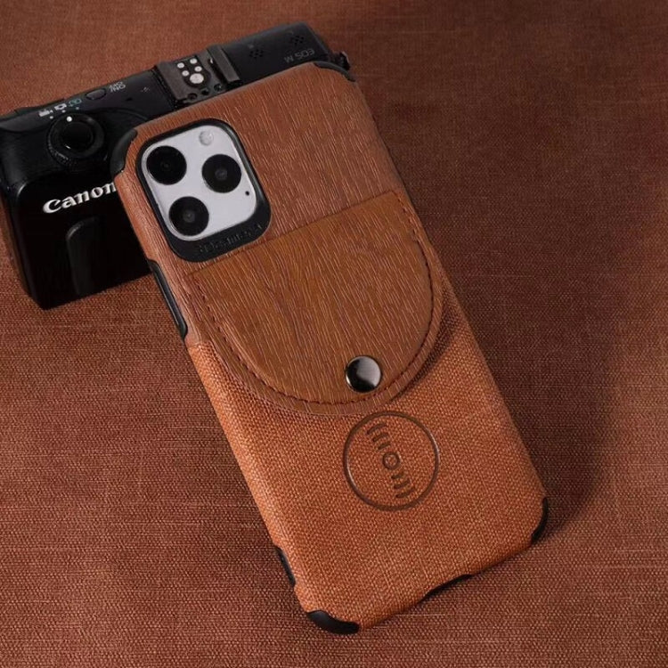 For iPhone 11 Pro Shockproof Wood Texture TPU Magnetic Protective Case with Card Slot