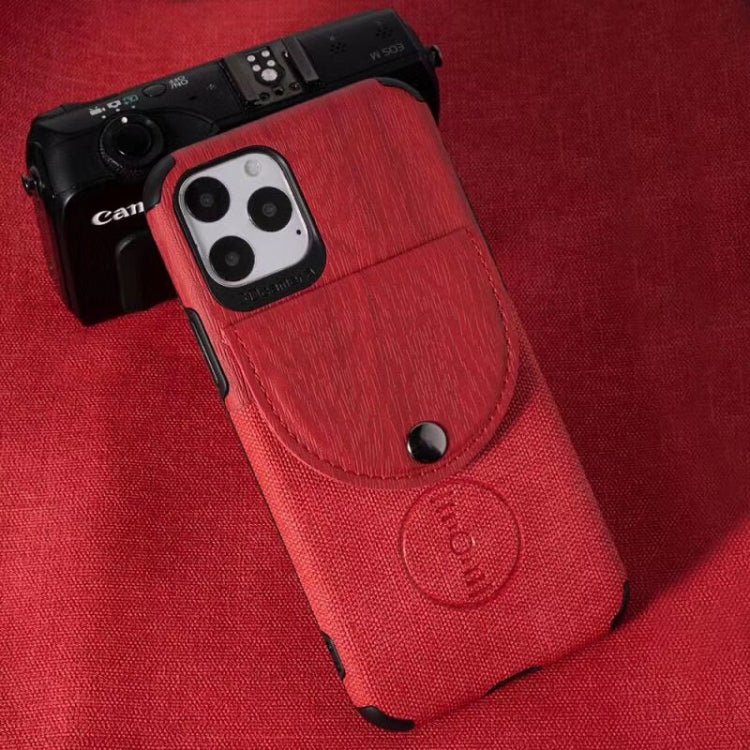 For iPhone 11 Shockproof Wood Texture TPU Magnetic Protective Case with Card Slot