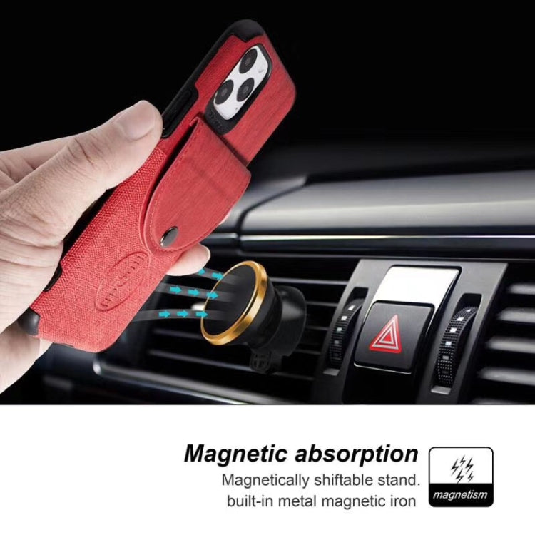 For iPhone 11 Shockproof Wood Texture TPU Magnetic Protective Case with Card Slot