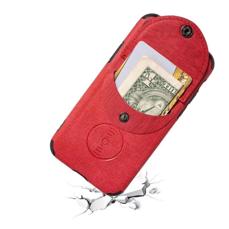 For iPhone 11 Shockproof Wood Texture TPU Magnetic Protective Case with Card Slot