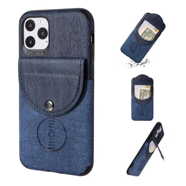 For iPhone 11 Shockproof Wood Texture TPU Magnetic Protective Case with Card Slot