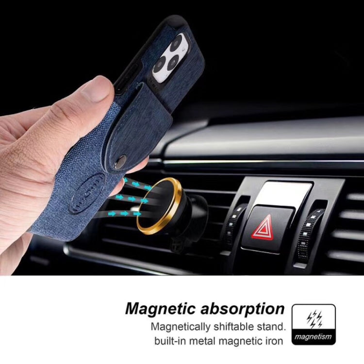 For iPhone 11 Shockproof Wood Texture TPU Magnetic Protective Case with Card Slot