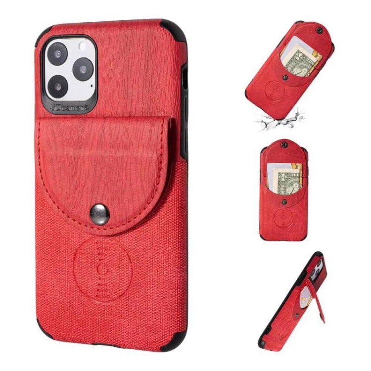 For iPhone 11 Pro Max Shockproof Wood Texture TPU Magnetic Protective Case with Card Slot